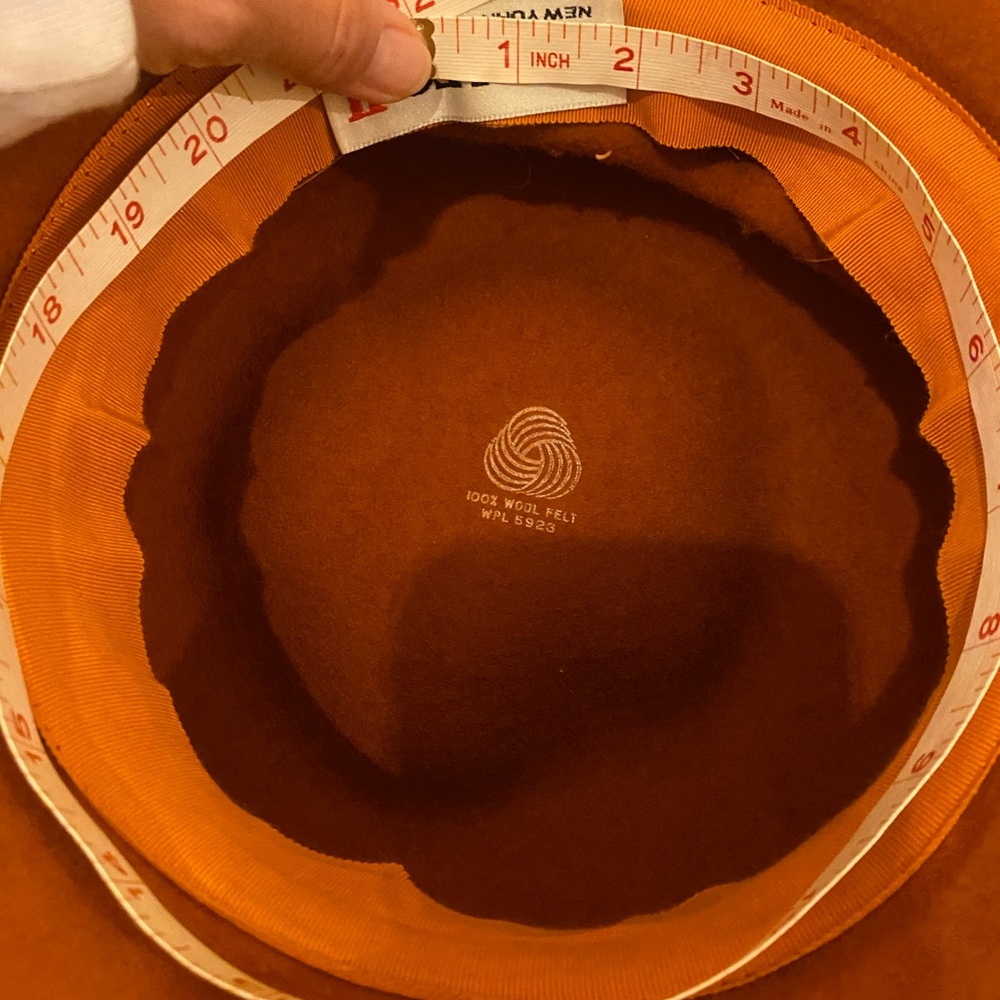 Adolfo Orange 💯 wool felt  Hat with Floral and Leaf Accents Derby style hat - Picture 9 of 12